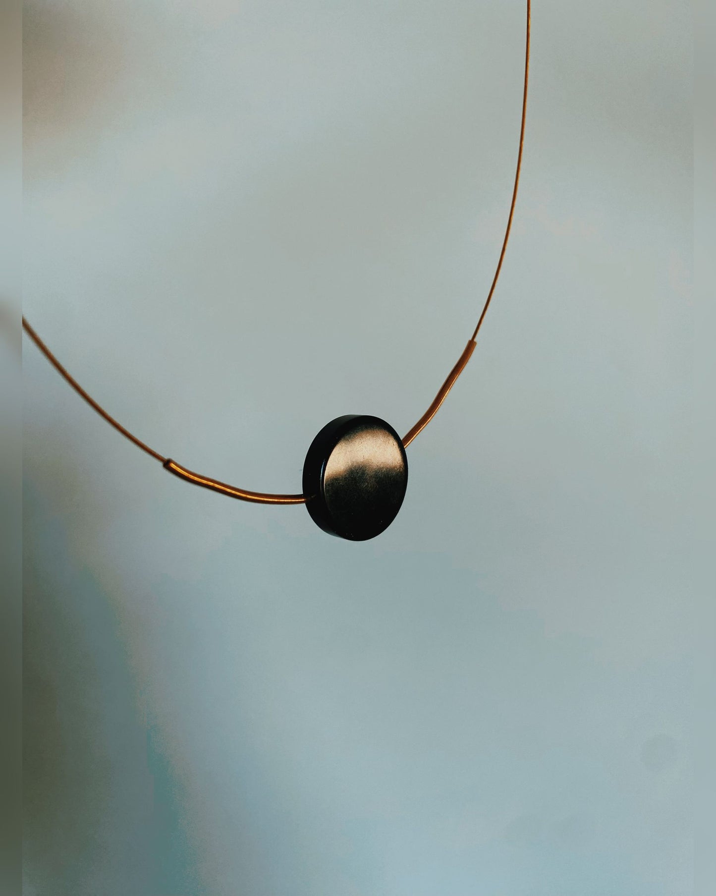 Gold Wired Necklace - Black Agate