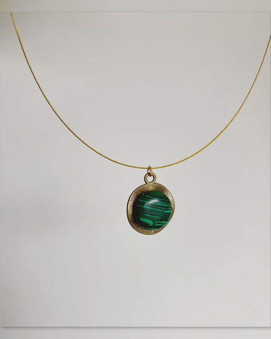 Gold Wired Necklace - Malachite