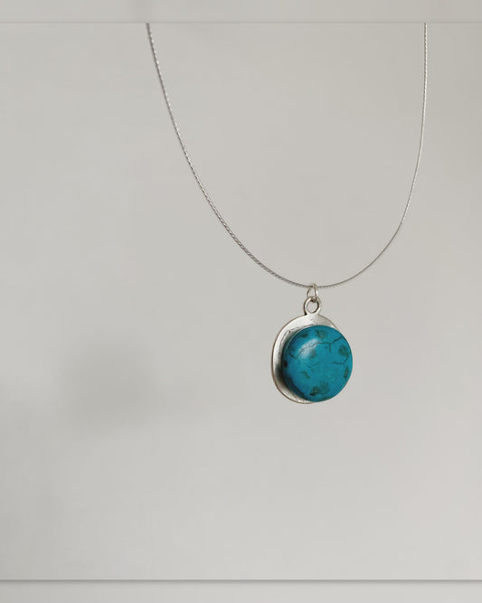 Silver Wired Necklace - Turquoise Stone